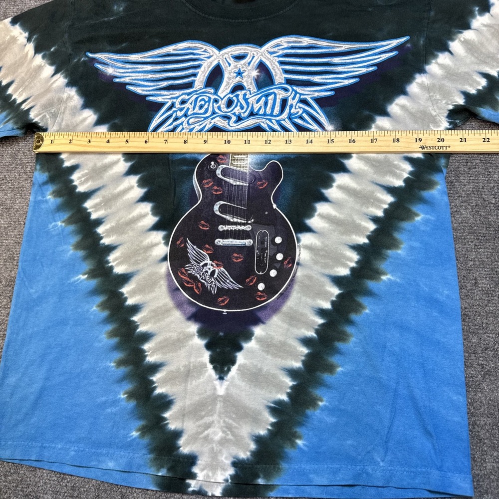 VTG Aerosmith x Liquid Blue Shirt Men M 2006 Tie Dye Classic Rock Tee Guitar AOP - Picture 8 of 10
